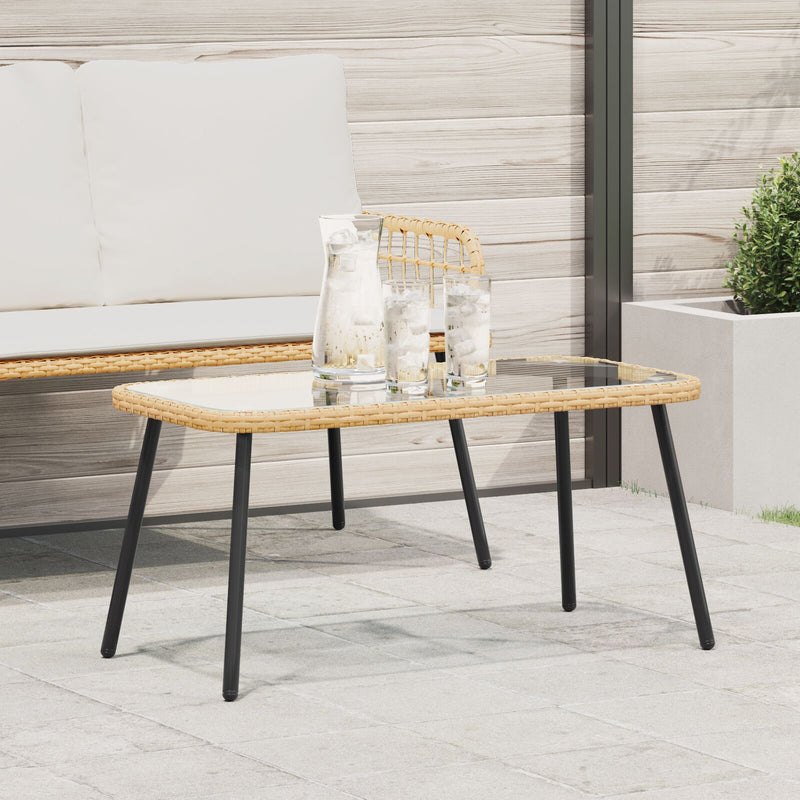 vidaXL Dohányzóasztal Természetes 90 x 45 x 42 cm Polirattan