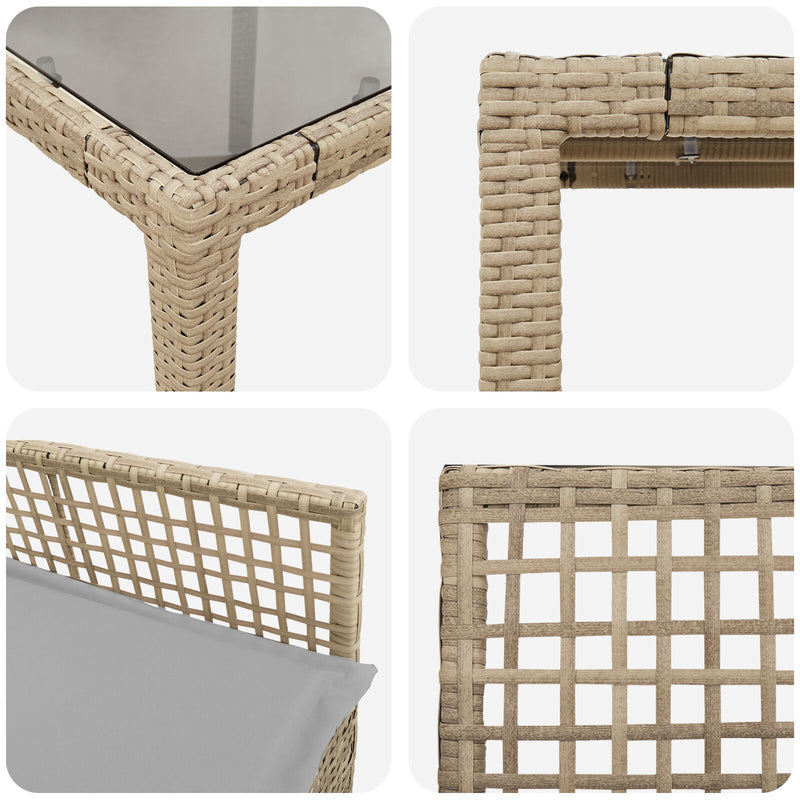 vidaXL 2 db Bézs Polirattan 90 x 90 x 75 cm UV-álló anyagok
