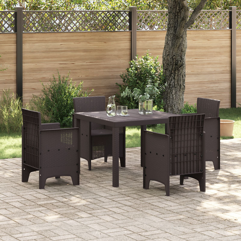 vidaXL 5 Részes Kerti Étkező Szett Barna Poly Rattan