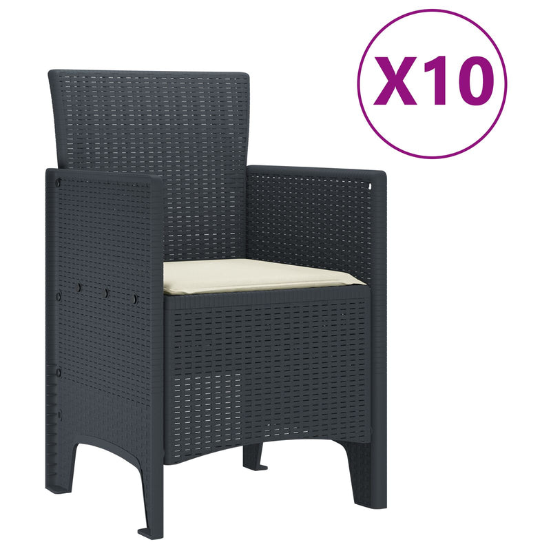 vidaXL 11 Darabos Kerti Étkezőgarnitúra Párnákkal Antracit Poli Rattan
