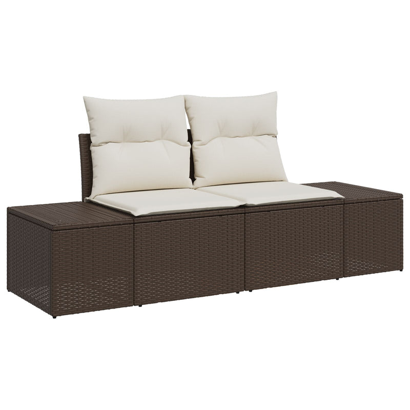 vidaXL Kerti Sofa Készlet 7 darabos Barna Rattan, Poliészter