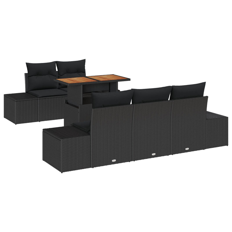 vidaXL 6 Darabos Kerti Kanapé Szett Párnákkal Fekete Poly Rattan