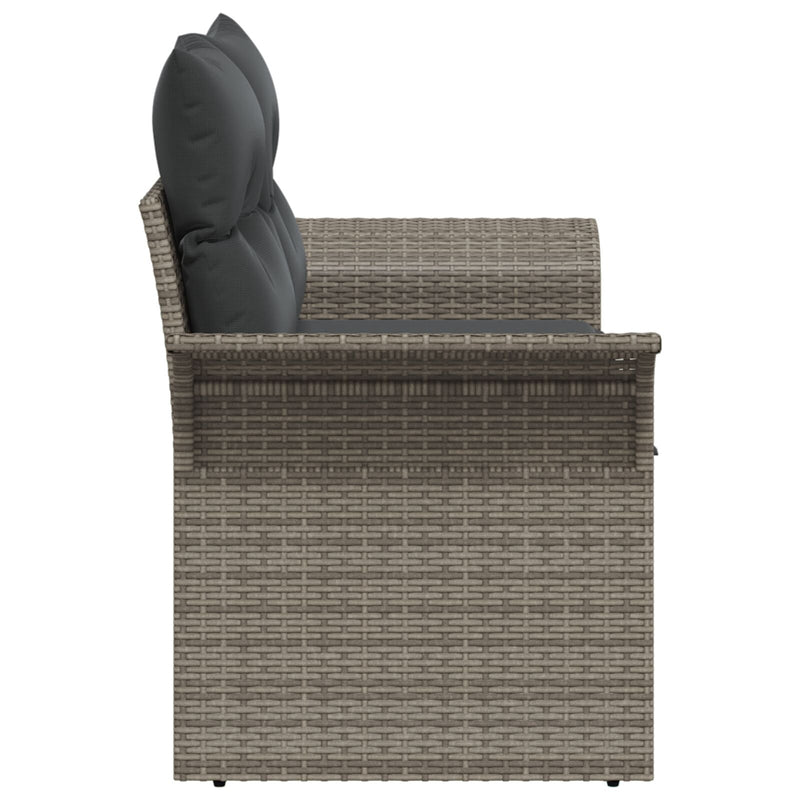 vidaXL 2-Fős Kerti Kanapé Tárolóval és Párnákkal Szürke Poly Rattan