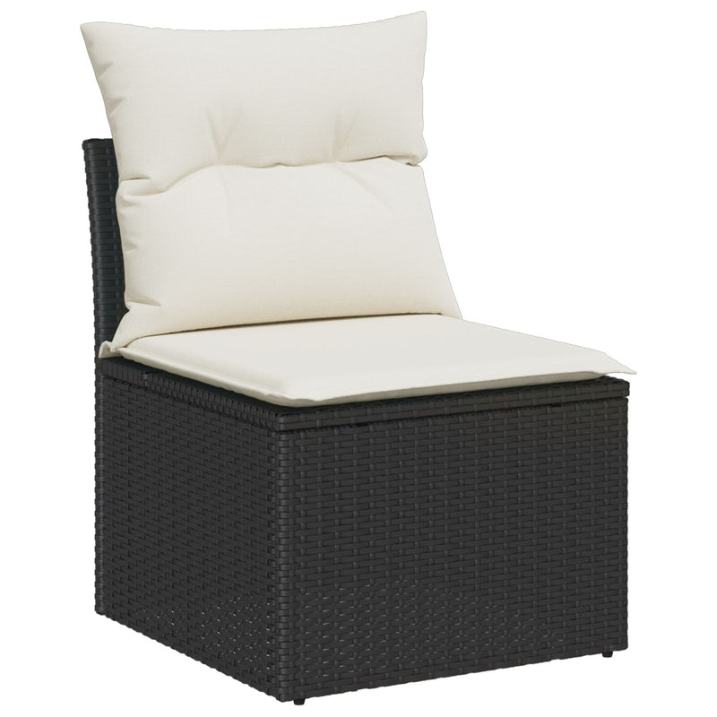 vidaXL 8 Darabos Kert Sofa Készlet Párnákkal Fekete Poli Rattan