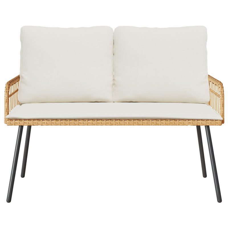 vidaXL Kerti Pad Natúr 114x64x78 cm Polirattan