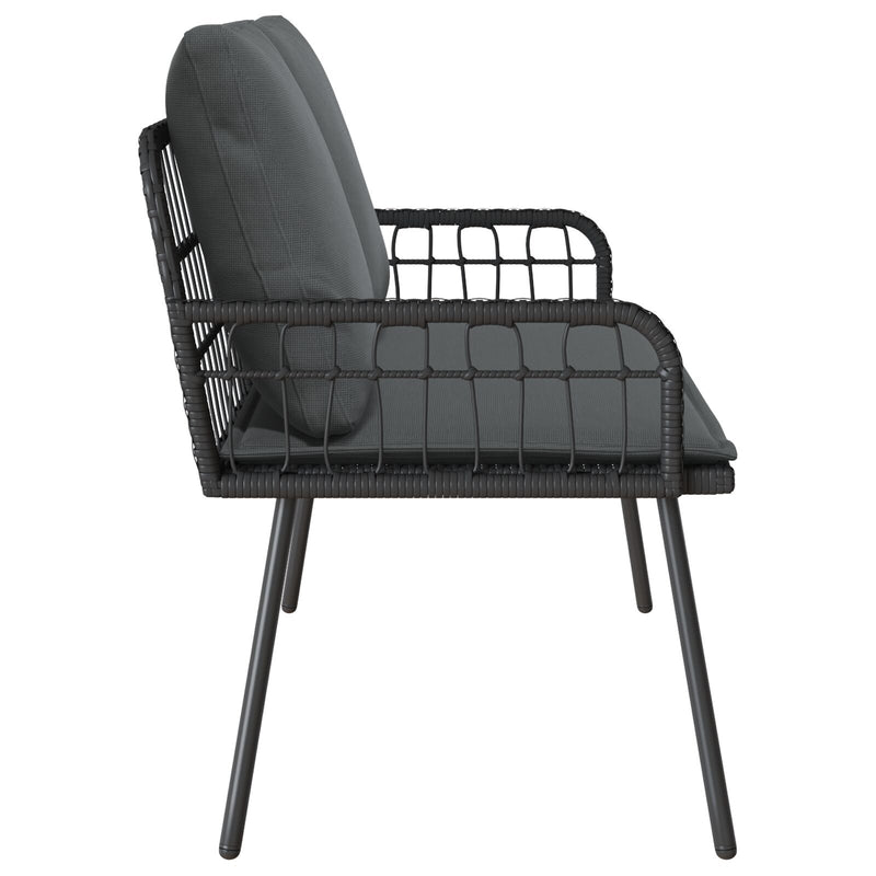 vidaXL Kerti Pad Fekete 114x64x78 cm Polirattan