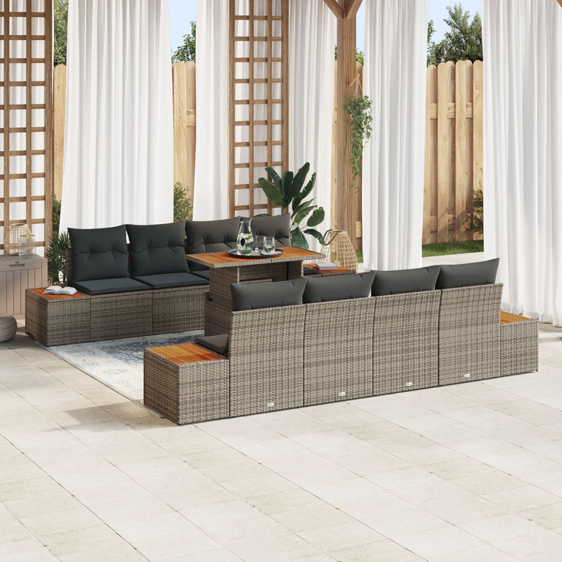 vidaXL Kerti Kanapé Szett 9 Részes Taupe Rattan 4 Részes Kültéri Kanapé