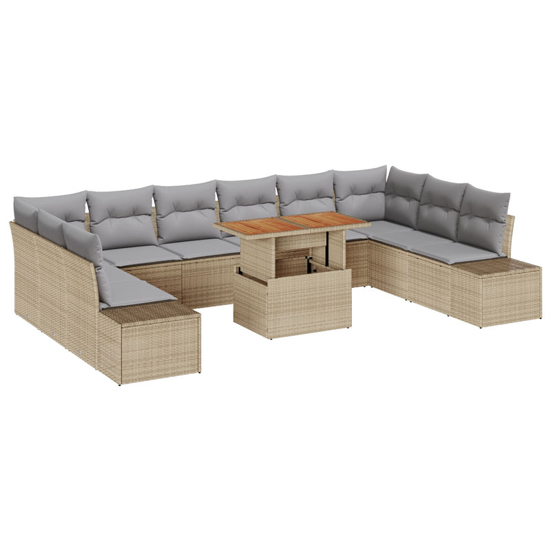 vidaXL Kertiszófa szett 11 darabos Szürke Rattan Kültéri étkező szett