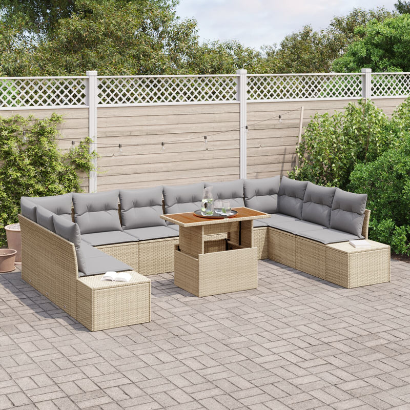 vidaXL Kertiszófa szett 11 darabos Szürke Rattan Kültéri étkező szett