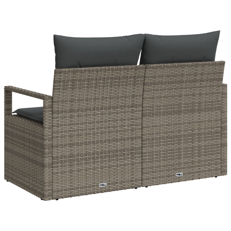 vidaXL 2-Fős Kerti Kanapé Párnákkal Szürke Polyrattan