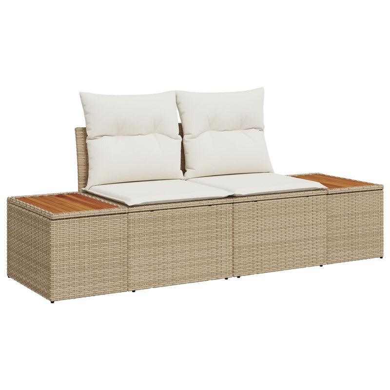 vidaXL 7 Darabos Kert Sofa Szett Párnákkal Bézs Poli Rattan