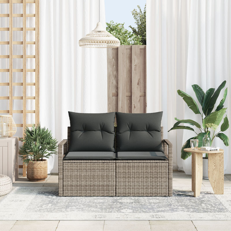 vidaXL 2-Fős Kerti Kanapé Párnákkal Szürke Polyrattan
