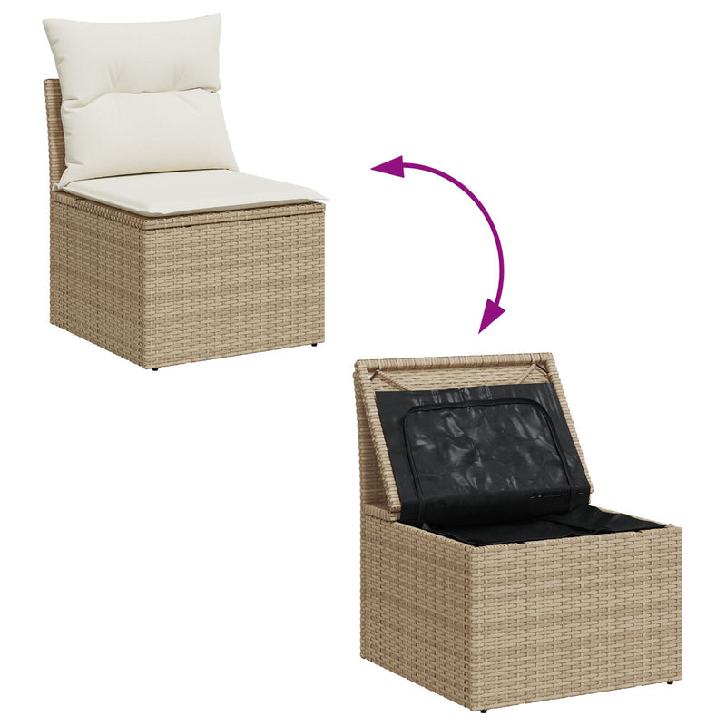 vidaXL Kerti Kanapé Készlet 8 Részes Bézs, Fehér Rattan, Textil