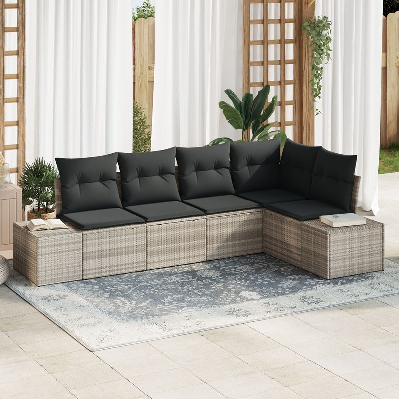 vidaXL Kerti Kanapé Szett 5 Db Világosszürke Rattan