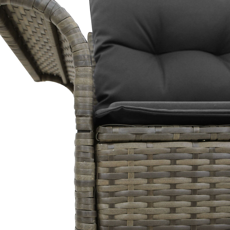 vidaXL 2-Fős Kerti Kanapé Tárolóval és Párnákkal Szürke Poly Rattan
