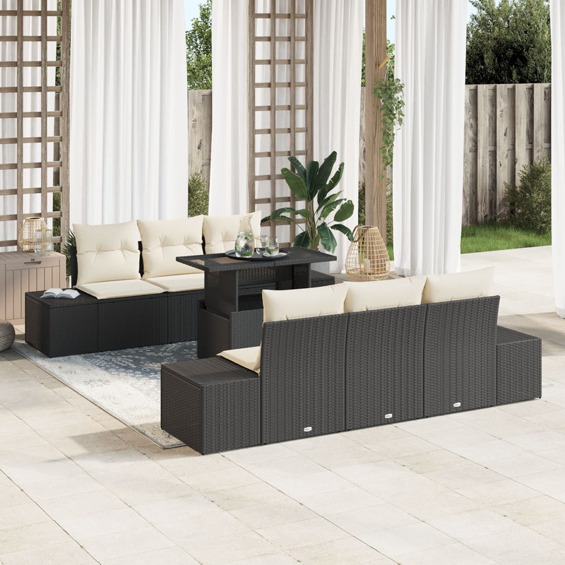 vidaXL Kerti Kanapé Szett 7 darab Fekete Rattan Wicker