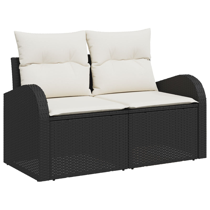 vidaXL 9 db-os Kert Sofa Szett Párnákkal Fekete Poli Rattan