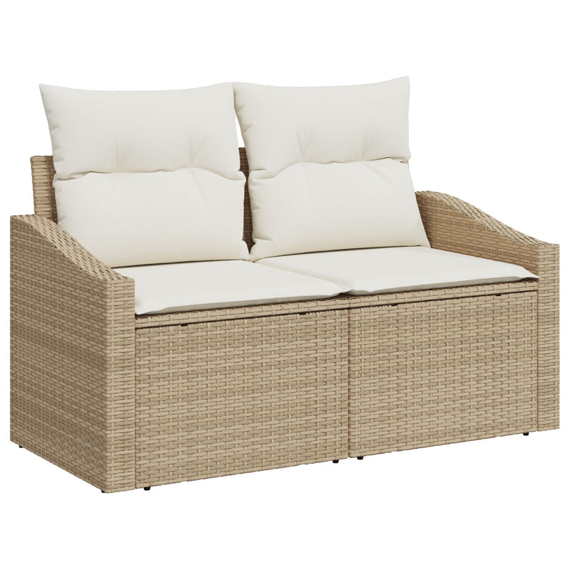 vidaXL Kerti Kanapé Készlet 8 Részes Bézs, Fehér Rattan, Textil