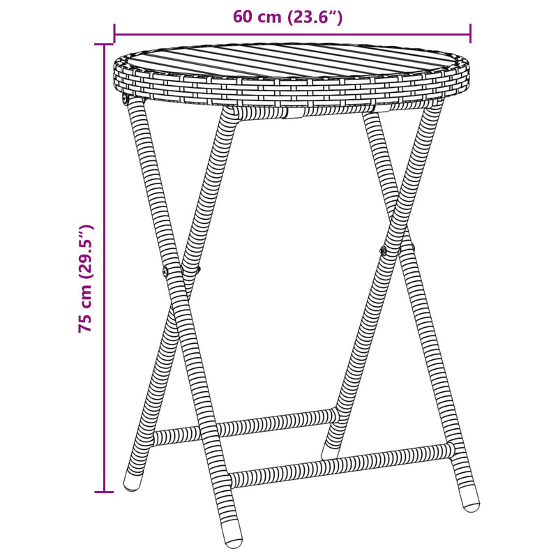vidaXL 3 részes kert bistró szett párnákkal fekete poly rattan