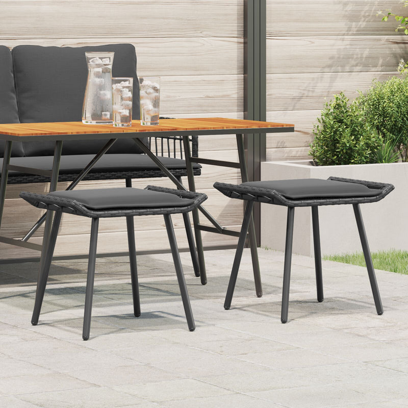 vidaXL Kerti Zsámolyok 2 db Fekete 50x40x45 cm Polirattan
