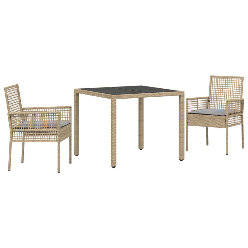 vidaXL 2 db Bézs Polirattan 90 x 90 x 75 cm UV-álló anyagok