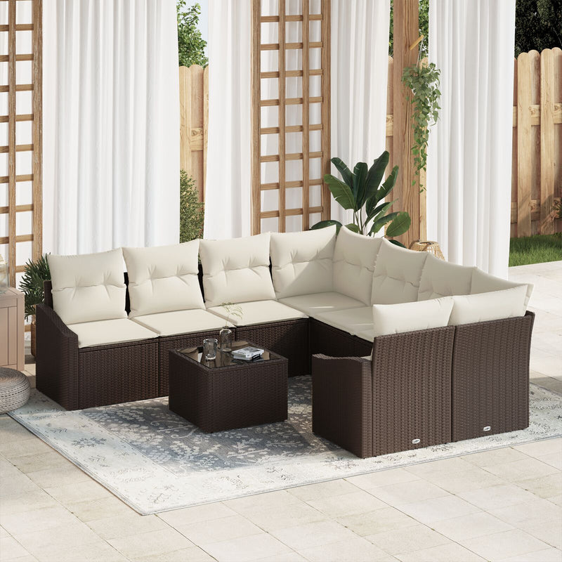 vidaXL Kert Sofa Szett  9 db-os Barna Rattan Kert Sofa Tárolóval