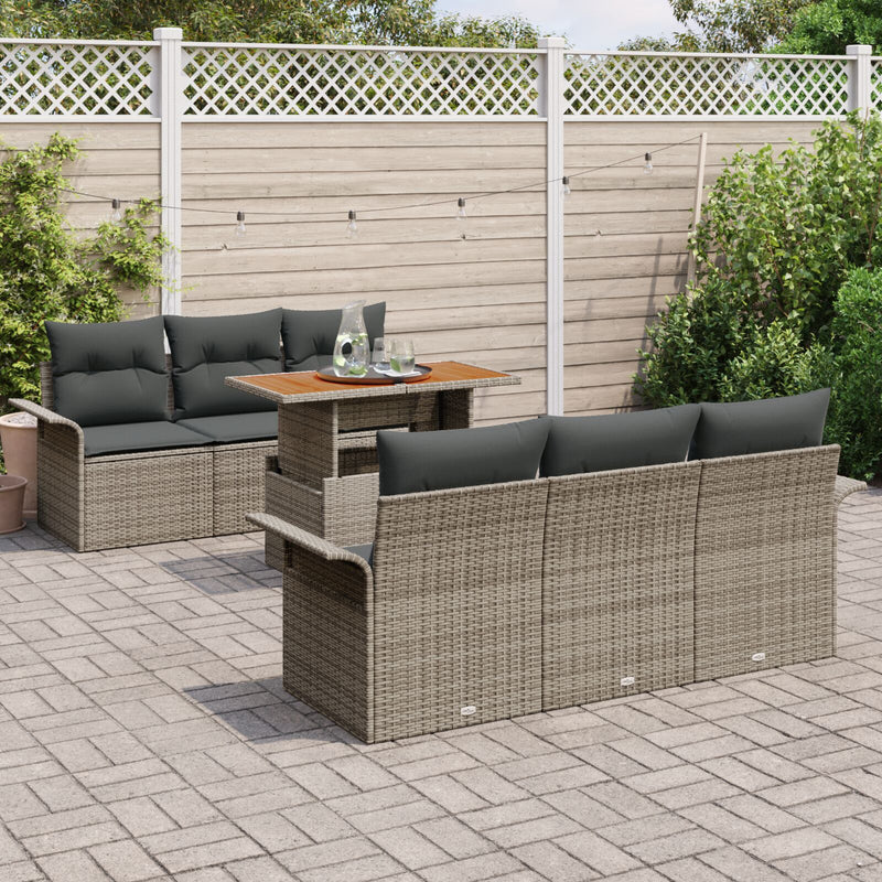 vidaXL Kertibútor Szett 7 részes Szürke Rattan 7 részes kertibútor szett