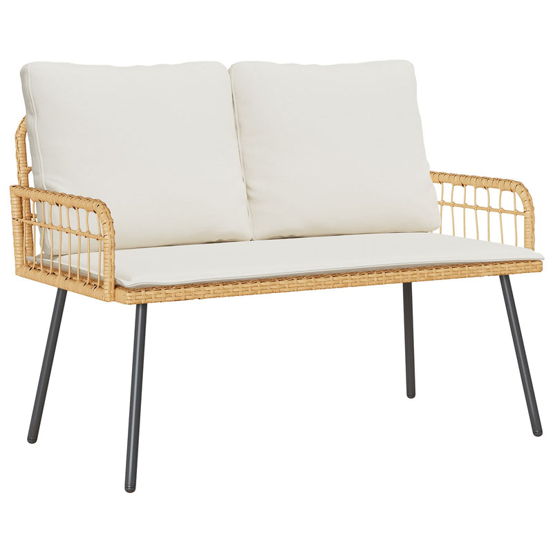 vidaXL Kerti Pad Natúr 114x64x78 cm Polirattan