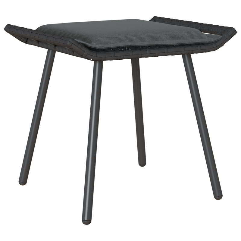 vidaXL Kerti Zsámolyok 2 db Fekete 50x40x45 cm Polirattan