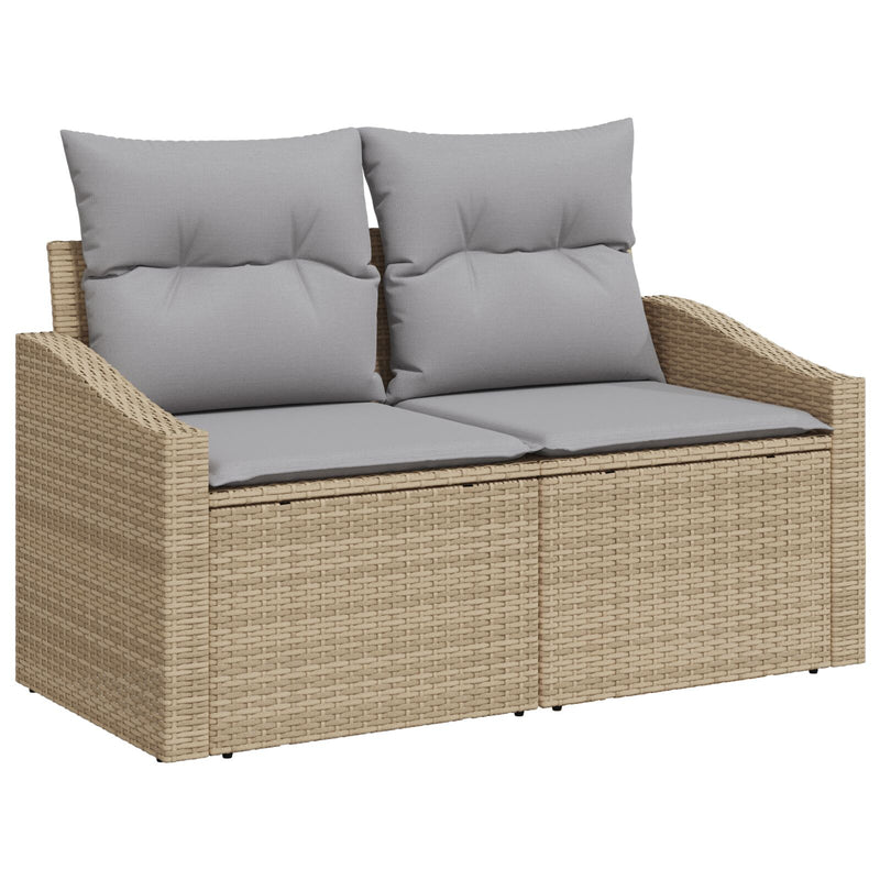 vidaXL Kerti Kanapé Szett  5 darabos Bézs Rattan, Hab, Üveg
