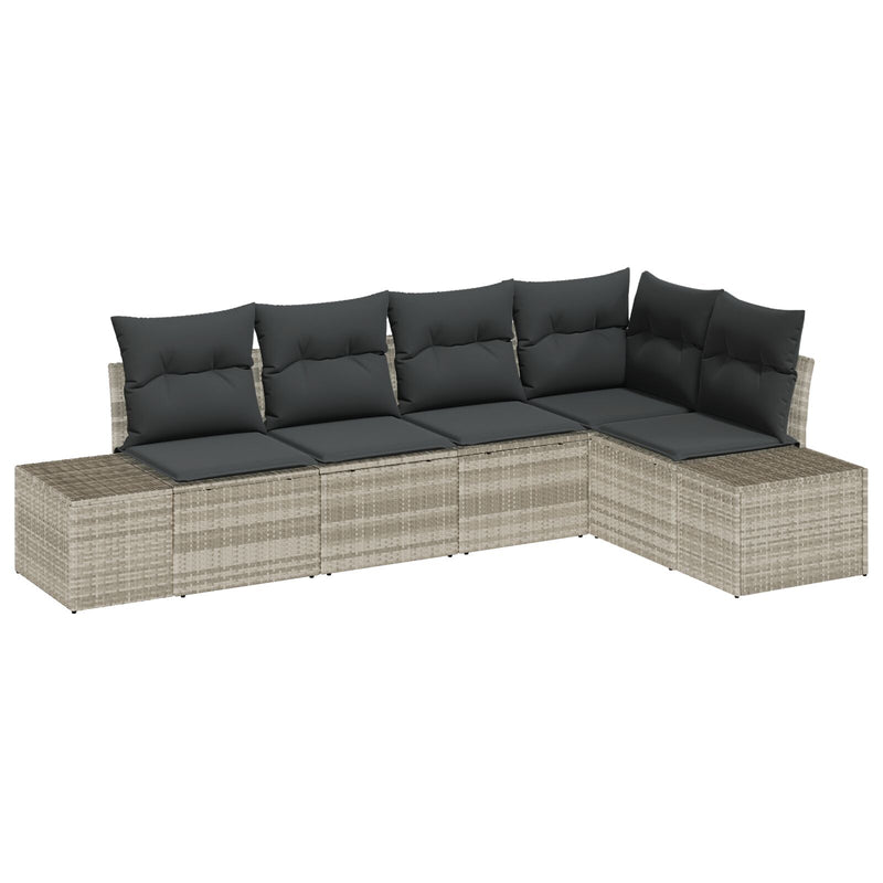 vidaXL Kerti Kanapé Szett 5 Db Világosszürke Rattan
