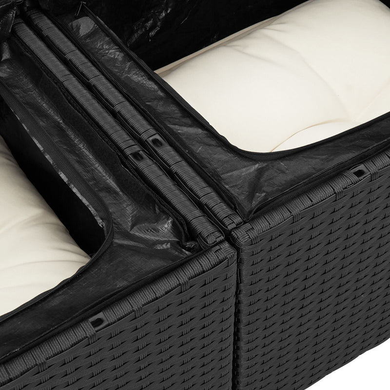 vidaXL 11 Darabos Kerti Kanapészett Párnákkal Fekete Poly Rattan