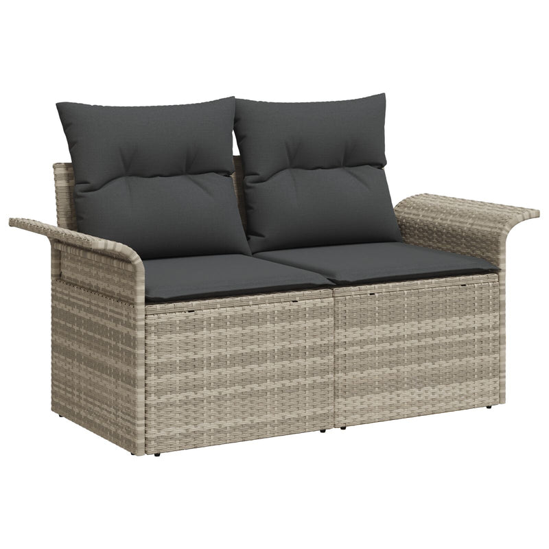 vidaXL 6 Darabos Kert Kanapé Szett Párnákkal Világosszürke Poly Rattan