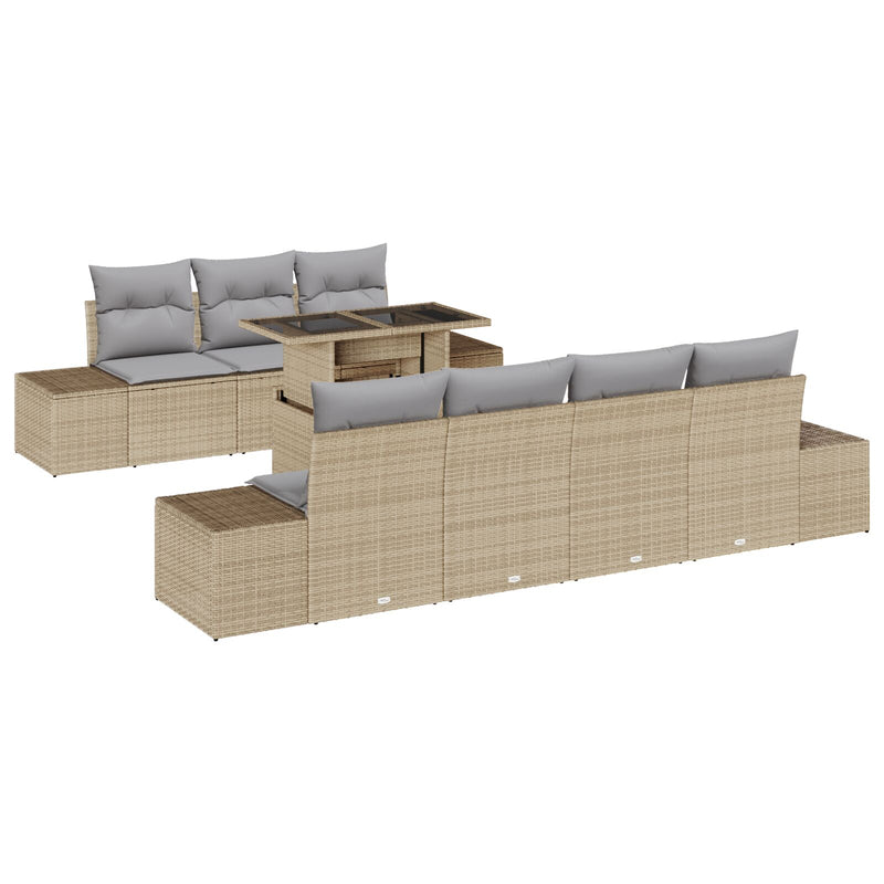 vidaXL Kerti Sofa Szett 8 darabos Bézs Rattan Modern Kültéri Bútor