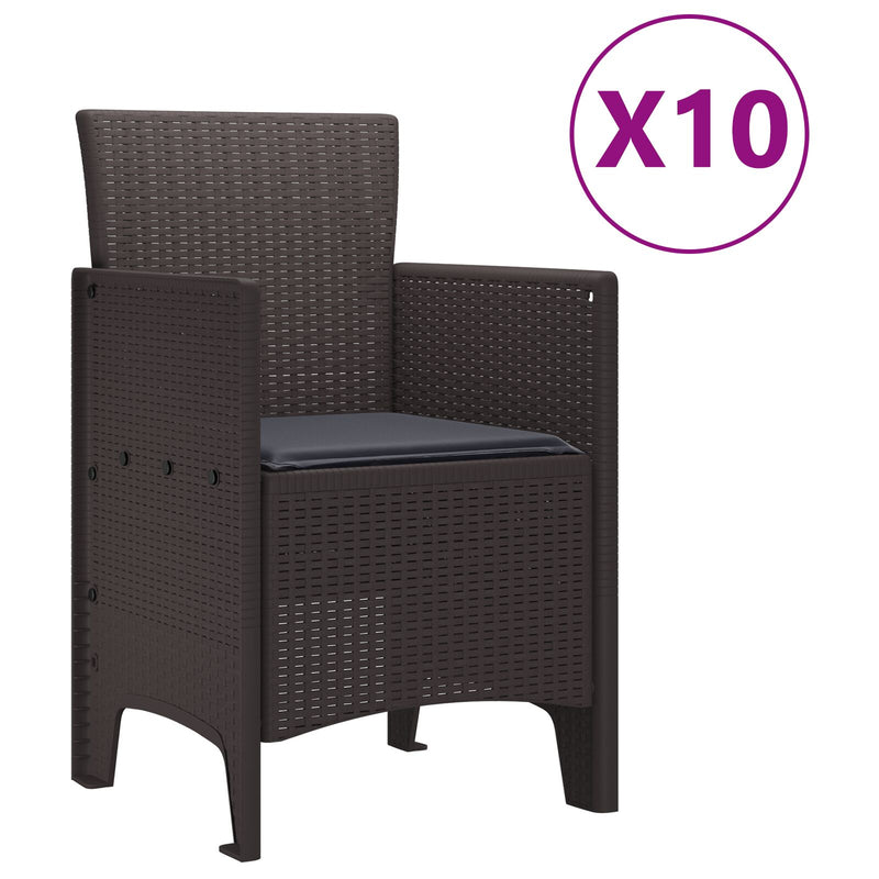 vidaXL 11 Darabos Kerti Étkező Szett Párnákkal Barna Poli Rattan
