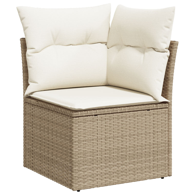 vidaXL 7 Darabos Kert Sofa Szett Párnákkal Bézs Poli Rattan