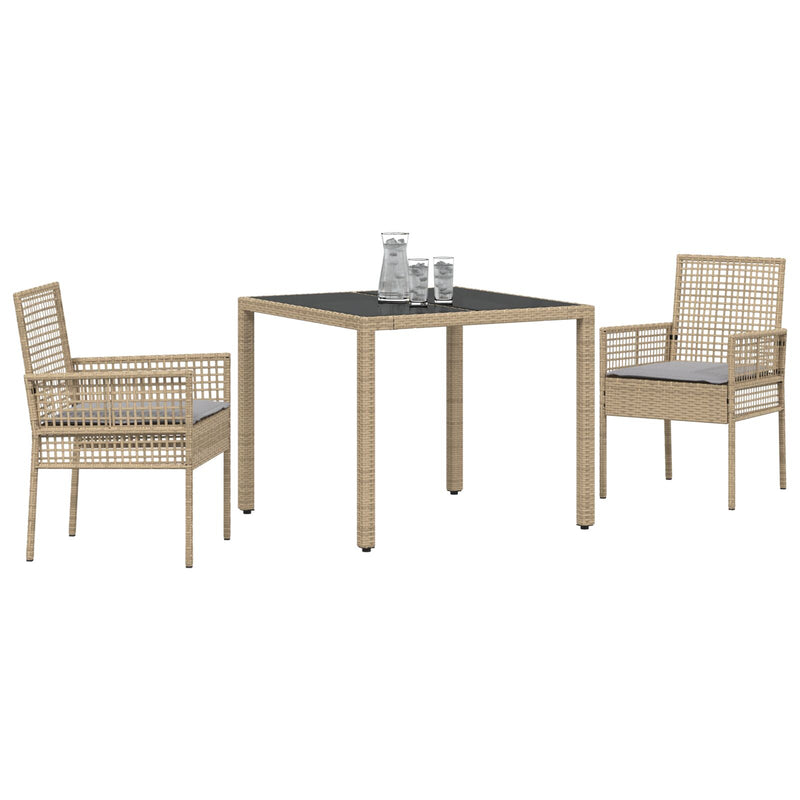 vidaXL 2 db Bézs Polirattan 90 x 90 x 75 cm UV-álló anyagok