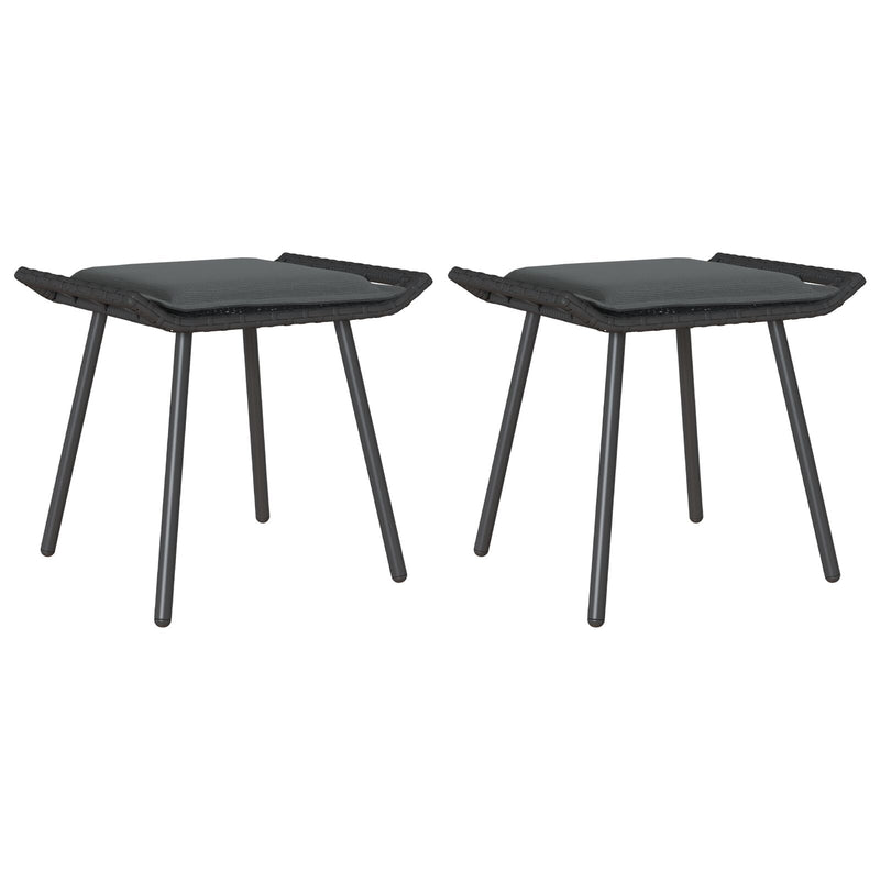 vidaXL Kerti Zsámolyok 2 db Fekete 50x40x45 cm Polirattan