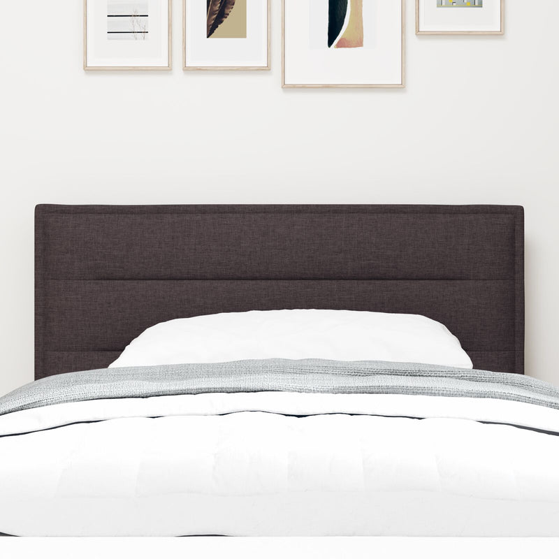 vidaXL LED fejtámla vonal dizájn sötétbarna 80 cm szövet