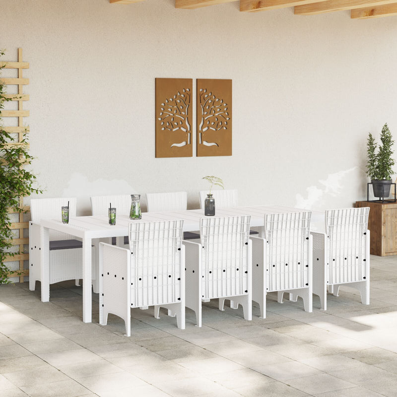 vidaXL Kert Étkező Szett 9 Darabos Szett Fehér Rattan Tartós