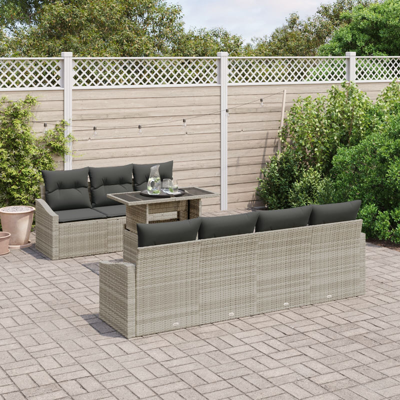 vidaXL Kerti Kanapé Szett 8 Részes Természetes Rattan Szintetikus Rattan