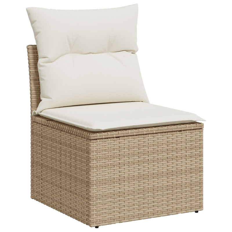 vidaXL Kerti Kanapé Szett 11 Darabos Bézs Rattan, Textil