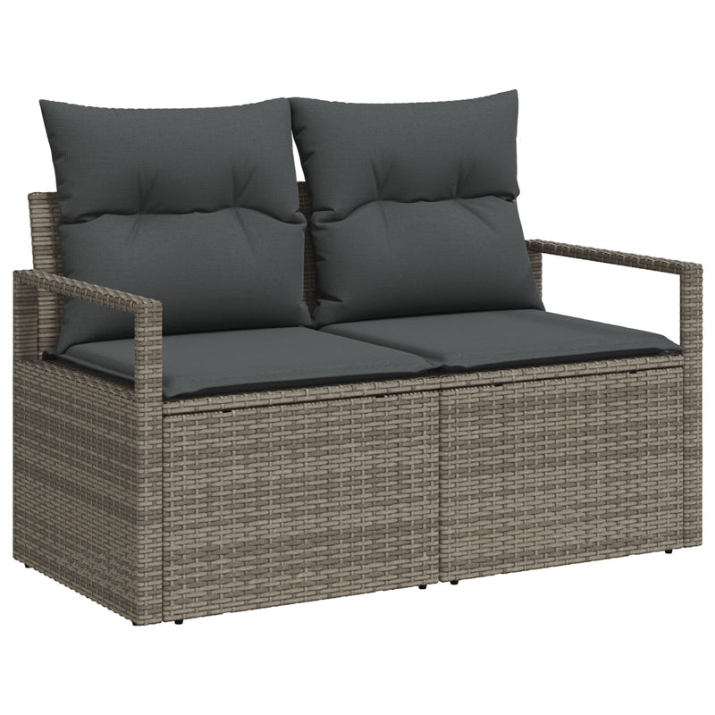 vidaXL 2-Fős Kerti Kanapé Párnákkal Szürke Polyrattan