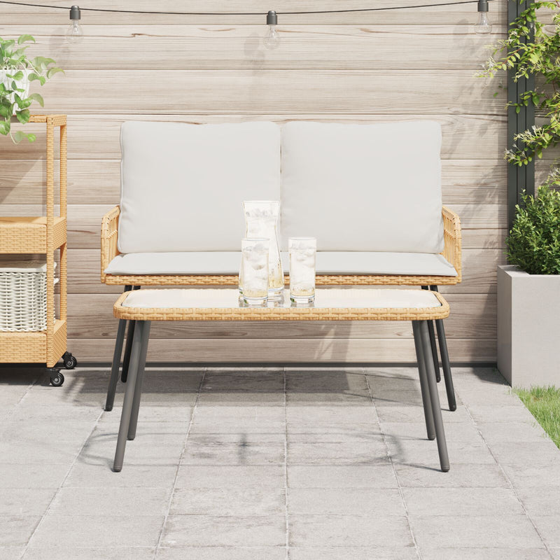 vidaXL Dohányzóasztal Természetes 90 x 45 x 42 cm Polirattan