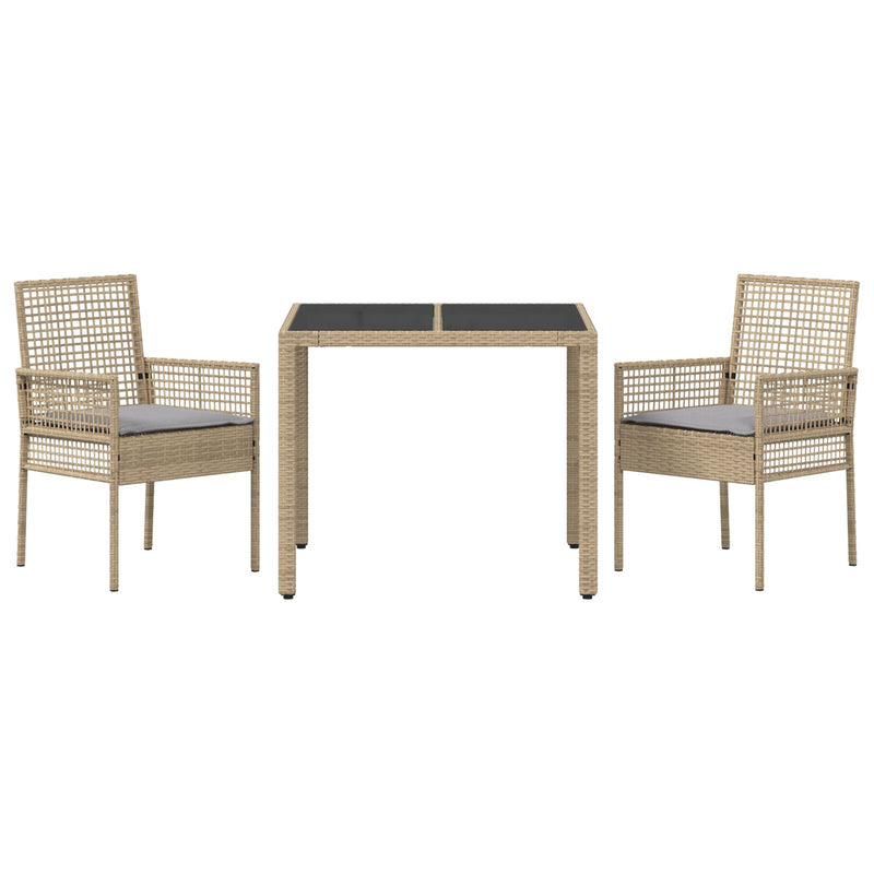 vidaXL 2 db Bézs Polirattan 90 x 90 x 75 cm UV-álló anyagok