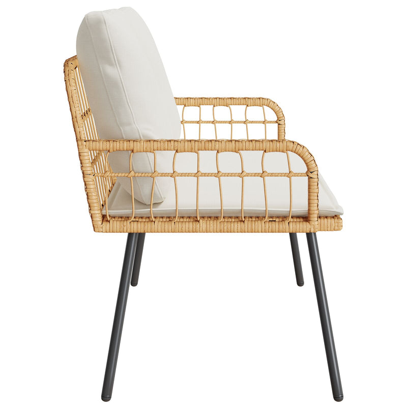 vidaXL Kerti Pad Natúr 114x64x78 cm Polirattan