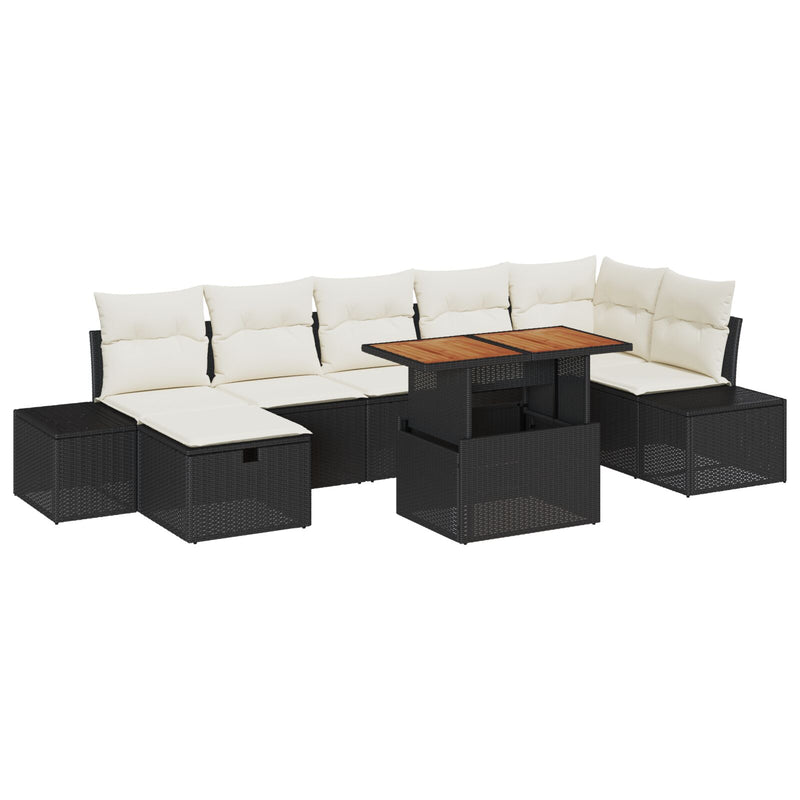 vidaXL 8 Darabos Kert Sofa Készlet Párnákkal Fekete Poli Rattan