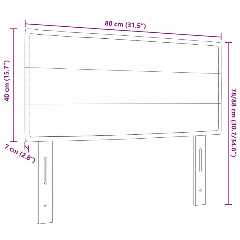 vidaXL LED fejtámla vonal dizájn sötétbarna 80 cm szövet