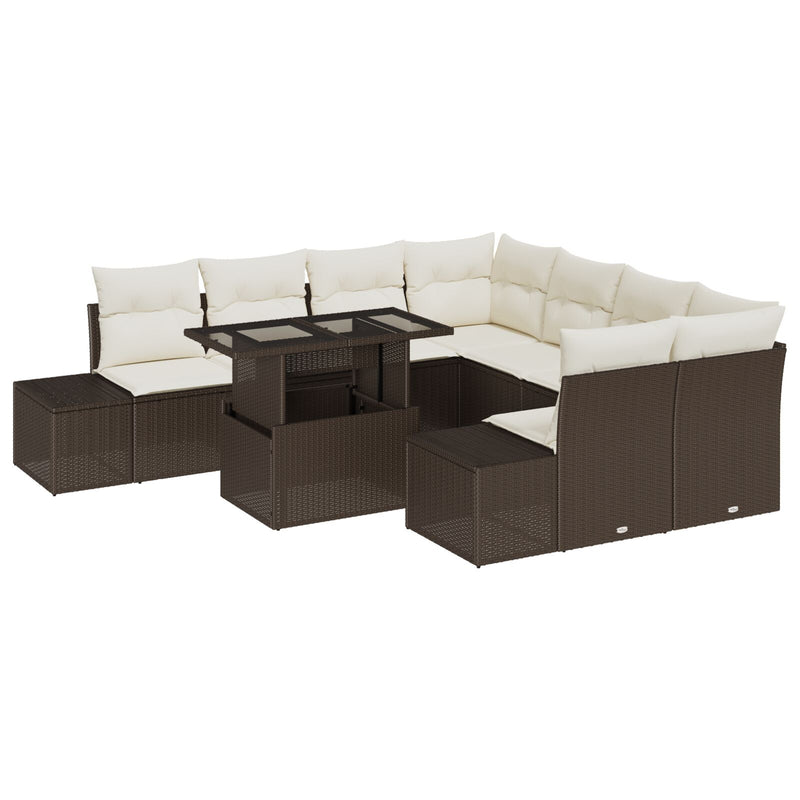 vidaXL 9 Darabos Kerti Sofa Szett Barna Rattan Tárolóval Négyzetes