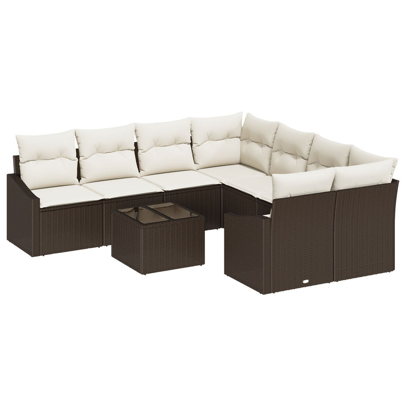vidaXL Kert Sofa Szett  9 db-os Barna Rattan Kert Sofa Tárolóval